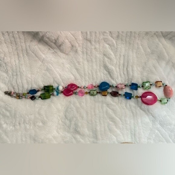 Multi-Colored Mixed Glass Beads & Stone Necklace - Picture 5 of 9
